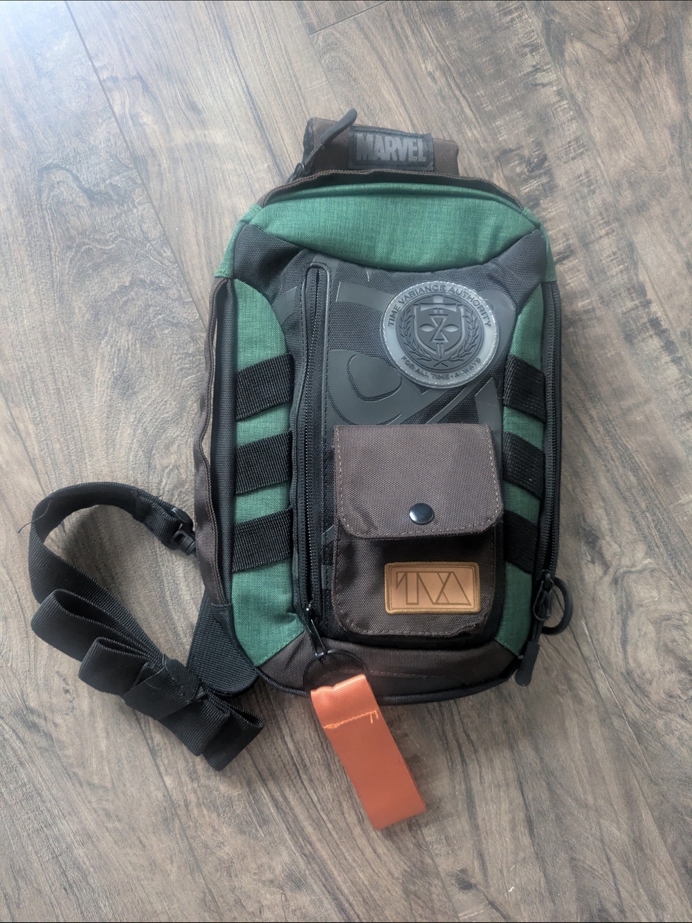Marvel Green and Brown Crossbody Sling Pack with Patch Detailing